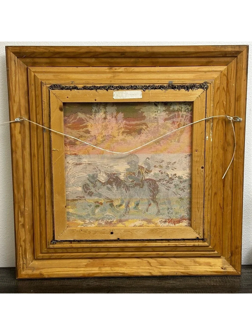 Made in Italy Woven Tapestry Children Goat Ornate Gold Frame 29x29 Wall Art